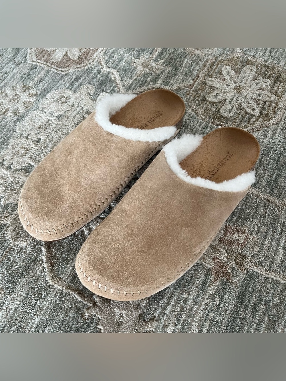 Jenni Kayne Leather Suede Shearling Mule Clogs - Picture 2 of 7